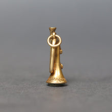 Load image into Gallery viewer, Antique Victorian trumpet intaglio with bloodstone in 15ct gold
