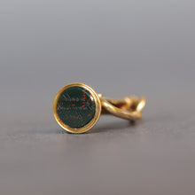 Load image into Gallery viewer, Antique Victorian trumpet intaglio with bloodstone in 15ct gold
