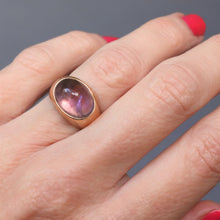 Load image into Gallery viewer, Vintage amethyst ring. Mid-century ring. Scandinavian ring. Modernist ring. Cabochon amethyst ring. Amethyst dome ring. Mid-century amethyst ring. Modernist amethyst ring. Scandinavian amethyst ring.
