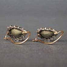 Load image into Gallery viewer, Antique Georgian rose cut diamond earrings in silver &amp; gold
