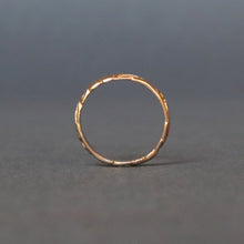 Load image into Gallery viewer, Thin stacking band with laurel leaf engraving in 14ct rose gold
