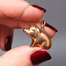 Load image into Gallery viewer, Georg Jensen jewellery. Georg Jensen jewelry. Vintage Georg Jensen jewellery. Vintage Georg Jensen jewelry. Georg Jensen pig. Georg Jensen pig charm. Georg Jensen pig pendant. Vintage pig charm. Vintage pig pendant. Gold pig charm. Gold pig pendant. 1970s charm.
