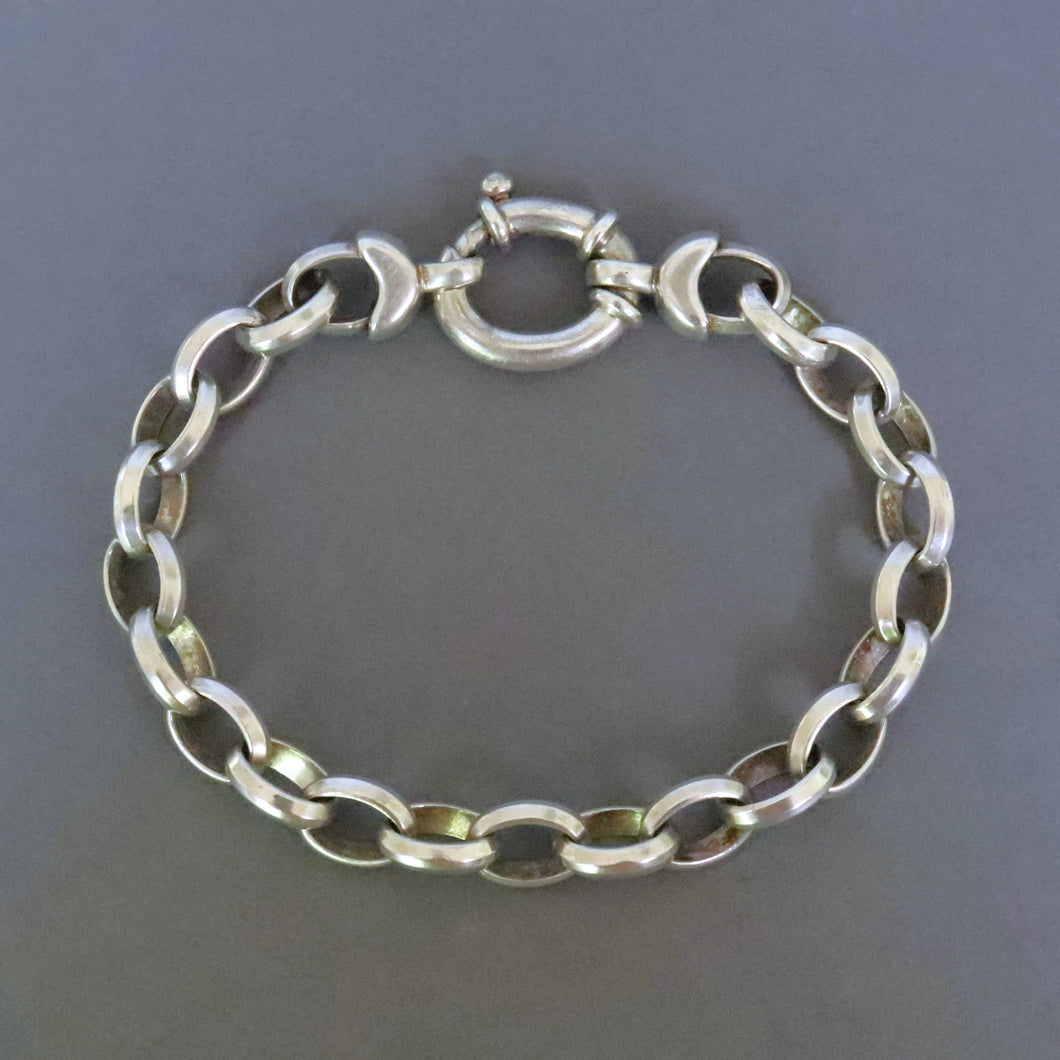 Vintage heavy Italian bracelet with lifebuoy clasp in sterling silver