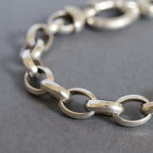 Load image into Gallery viewer, Vintage heavy Italian bracelet with lifebuoy clasp in sterling silver
