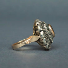 Load image into Gallery viewer, Vintage cocktail ring with sapphire (0.6ct) &amp; diamonds in 12ct gold
