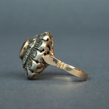 Load image into Gallery viewer, Vintage cocktail ring with sapphire (0.6ct) &amp; diamonds in 12ct gold
