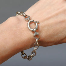 Load image into Gallery viewer, Vintage heavy Italian bracelet with lifebuoy clasp in sterling silver
