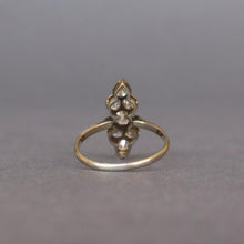 Load image into Gallery viewer, Antique &#39;north south&#39; ring with old cut diamonds (1ct) in silver
