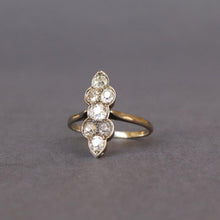 Load image into Gallery viewer, Antique &#39;north south&#39; ring with old cut diamonds (1ct) in silver
