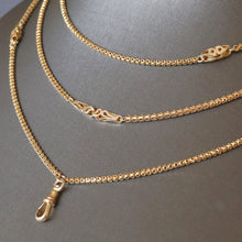 Load image into Gallery viewer, Antique Victorian fancy link guard chain in 9ct gold (56&quot; / 144cm)
