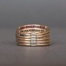 Load image into Gallery viewer, Vintage five-band harem ring with diamonds, spinels &amp; tourmalines
