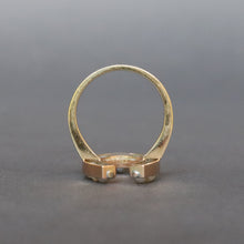 Load image into Gallery viewer, Vintage pearl lucky horseshoe ring in 14ct gold
