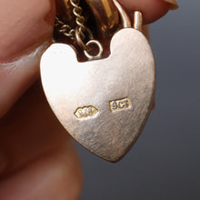 Load image into Gallery viewer, Antique chunky curb link bracelet with heart padlock in 9ct gold
