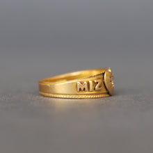 Load image into Gallery viewer, Antique double heart &#39;mizpah&#39; ring with diamonds in 18ct gold
