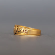 Load image into Gallery viewer, Antique double heart &#39;mizpah&#39; ring with diamonds in 18ct gold
