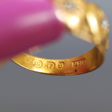 Load image into Gallery viewer, Antique double heart &#39;mizpah&#39; ring with diamonds in 18ct gold
