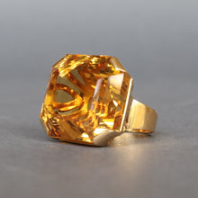 Load image into Gallery viewer, Vintage mid-century ring in 18ct gold with a very large citrine (53ct)
