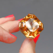 Load image into Gallery viewer, Vintage citrine ring. Mid-century citrine ring. 60s citrine ring. 1960s citrine ring. Vintage Scandi ring. Huge citrine ring. Large citrine ring. Oversized citrine ring. 53 carat citrine ring. 53ct citrine ring. Natural citrine ring. Asscher cut citrine ring. Step-cut citrine ring.
