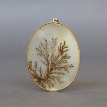 Load image into Gallery viewer, Antique dendritic agate pendant. Dendritic agate. Dendritic agate pendant. Dendritic agate jewelry. Dendritic agate jewelry. Large dendritic agate pendant. Oval dendritic agate pendant. Victorian dendritic agate pendant.
