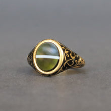 Load image into Gallery viewer, Antique Victorian mourning ring with agate &amp; enamel in 18ct gold
