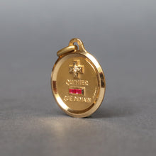 Load image into Gallery viewer, Vintage Augis &#39;love token&#39; pendant with diamond &amp; rubies in 18ct gold
