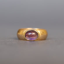 Load image into Gallery viewer, Antique stacking ring. Antique amethyst ring. Antique cabochon ring. Cabochon amethyst ring. Amethyst stacking band. Edwardian stacking band. Edwardian amethyst ring. Edwardian cabochon ring. 
