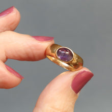 Load image into Gallery viewer, Antique stacking ring. Antique amethyst ring. Antique cabochon ring. Cabochon amethyst ring. Amethyst stacking band. Edwardian stacking band. Edwardian amethyst ring. Edwardian cabochon ring.
