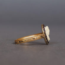 Load image into Gallery viewer, Antique Georgian mourning ring with marble cameo &amp; amethysts in 18ct gold
