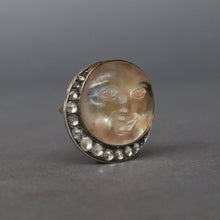 Load image into Gallery viewer, Antique Victorian &#39;Man in the Moon&#39; brooch with saphiret glass &amp; paste gems in 9ct gold
