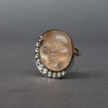 Load image into Gallery viewer, Antique Victorian &#39;Man in the Moon&#39; brooch with saphiret glass &amp; paste gems in 9ct gold
