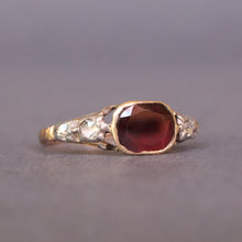 Load image into Gallery viewer, Antique Georgian era flat-cut garnet &amp; diamond ring in 14ct gold
