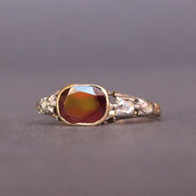 Load image into Gallery viewer, Antique Georgian era flat-cut garnet &amp; diamond ring in 14ct gold
