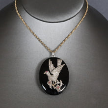 Load image into Gallery viewer, Antique Victorian dove mourning locket with diamonds in 15ct gold
