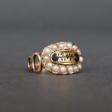 Load image into Gallery viewer, Antique Georgian mourning ring inscribed &#39;He was loved&#39; in 9ct gold
