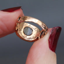 Load image into Gallery viewer, Antique Georgian mourning ring inscribed &#39;He was loved&#39; in 9ct gold
