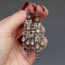 Load image into Gallery viewer, Antique Catalan &#39;herring&#39; drop earrings with diamonds &amp; silver
