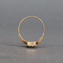 Load image into Gallery viewer, Antique Victorian era enamel ring with diamond pansy in 22ct gold
