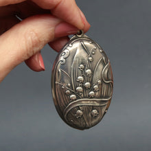 Load image into Gallery viewer, Antique Art Nouveau era slide mirror locket in silver
