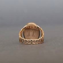 Load image into Gallery viewer, Antique Georgian era enamel ring with hairwork in 18ct gold
