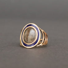 Load image into Gallery viewer, Antique Georgian era enamel ring with hairwork in 18ct gold
