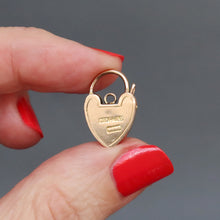 Load image into Gallery viewer, Antique heart padlock with ivy engraving in 9ct gold - two sizes
