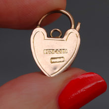 Load image into Gallery viewer, Antique heart padlock with ivy engraving in 9ct gold - two sizes
