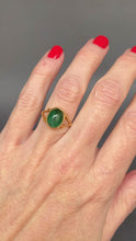 Load and play video in Gallery viewer, Vintage emerald ring. Large emerald ring. 3.4ct emerald ring. Emerald ring. Cabochon emerald ring. Split shank emerald ring. Oval emerald ring. Bezel set emerald ring.
