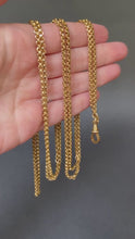 Load and play video in Gallery viewer, Antique belcher link long guard chain in 9ct gold (60&quot;/152cm)
