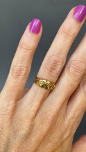 Load and play video in Gallery viewer, Antique double heart &#39;mizpah&#39; ring with diamonds in 18ct gold
