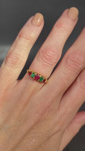 Load and play video in Gallery viewer, Antique Victorian era five-stone emerald &amp; spinel ring in 18ct gold
