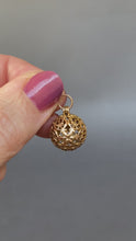 Load and play video in Gallery viewer, Antique pomander pendant with openwork design in 9ct gold
