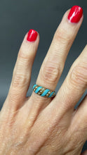 Load and play video in Gallery viewer, Antique blue enamel ribbon ring with pearls in 15ct gold
