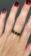 Load and play video in Gallery viewer, Georgian ring. Flat cut garnet. Flat cut garnet ring. Georgian flat cut garnet ring. Georgian garnet ring. Georgian garnet band. Antique garnet ring. Antique garnet band. Antique flat cut garnet ring. Antique flat cut garnet band. Five stone ring. Five stone band. Five stone garnet ring. Five stone garnet band. Foil back garnets. Foil back ring. Stacking band. Stacking ring. Garnet stacking band. Garnet stacking ring. Antique stacking ring. Antique stacking band.
