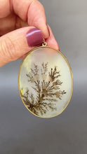 Load and play video in Gallery viewer, Antique dendritic agate pendant. Dendritic agate. Dendritic agate pendant. Dendritic agate jewelry. Dendritic agate jewelry. Large dendritic agate pendant. Oval dendritic agate pendant. Victorian dendritic agate pendant.
